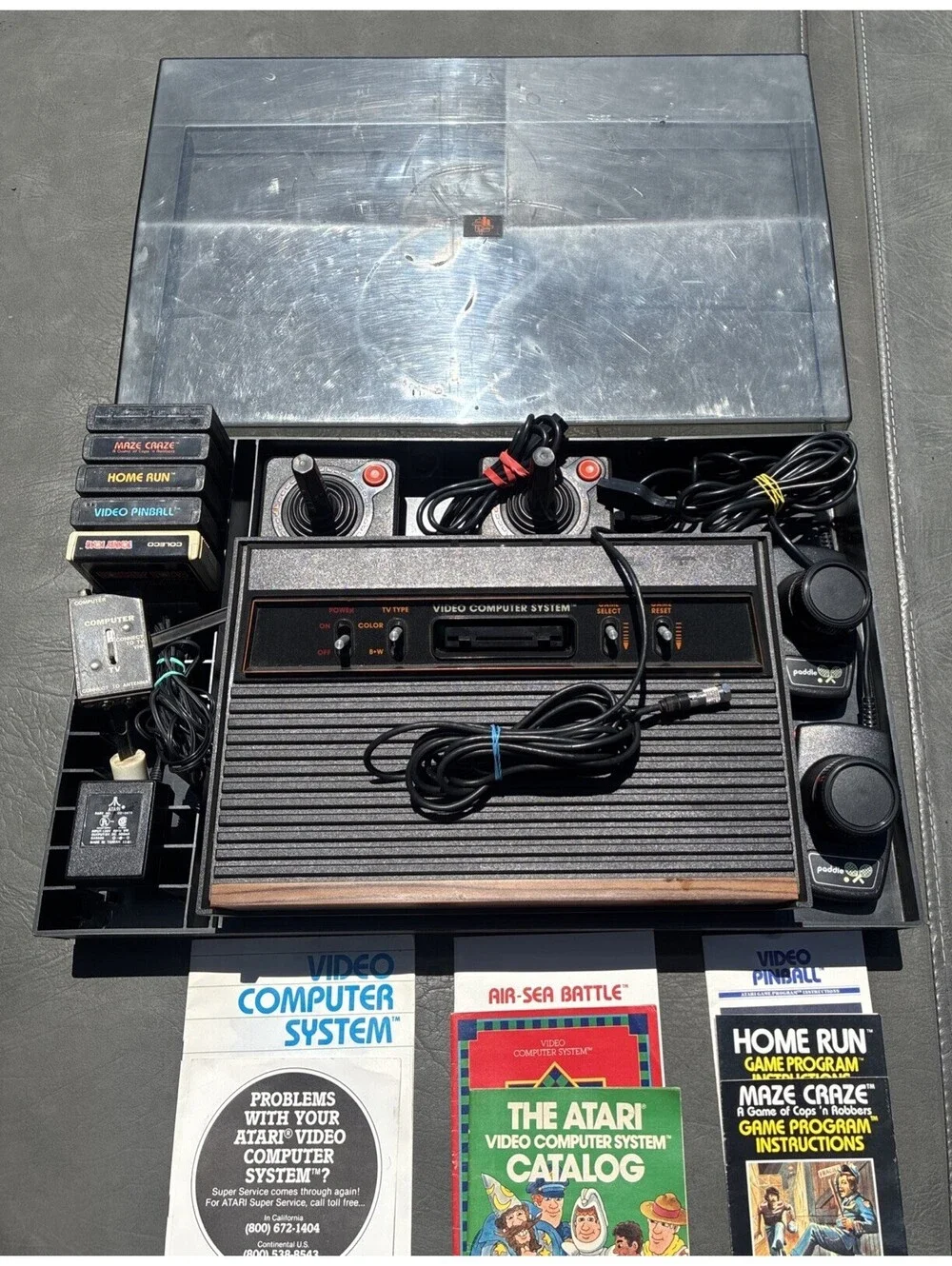 Atari 2600cx-a System Woodgrain Controller Games  & Hartzell Organizer Works